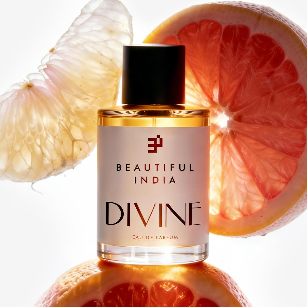 Divine Eau de Parfum with sliced grapefruit