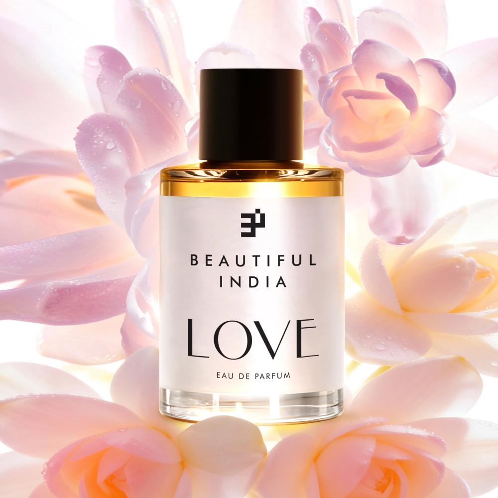 Love Eau de Parfum among pink blossoms