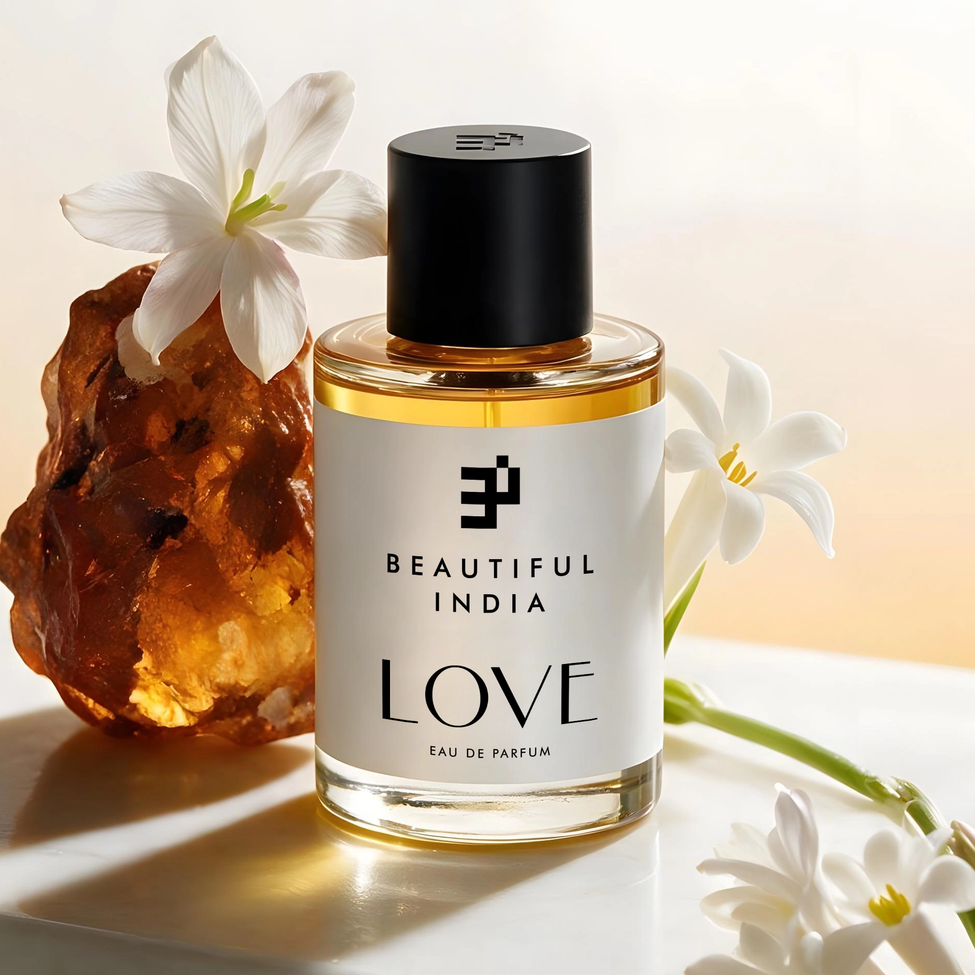 Love Eau de Parfum among pink blossoms